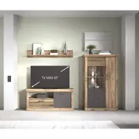 Freiraum Wohnwand "PORTUM VP Wohnkombination" in Nachbildung Lamellen Flagstaff Eiche-Anthrazit mit 3 Türen und 11 Fächern. Abmessungen (BxHxT) 271,3x180x40 cm