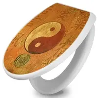 Banjado Toilettendeckel Mit Absenkautomatik WC-Sitz Soft Close Weiß Hygienischer Duroplast Leichte Montage Mit Motiv Yin Yang