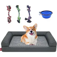 Topchances Hundebett für große/mittlere/ kleine Hunde - Waschbar Haustier Hund Katze Betten Sofa Matte mit abnehmbarem Bezug, Dunkelgrau, L-Größe