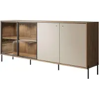 Lookway Viertürige Kommode ISA 4D mit LED-Beleuchtung auf hohen Beinen, Tonfarbe + Columella