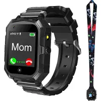 Topchances 4G Kinder Smart Watch für Jungen Mädchen, Wasserdichtes Smartwatch-Telefon mit GPS WiFi-Videoanruf SOS-Kamera-Armbanduhr für Kinder 3-14 Geburtstag Weihnachten Geschenke,Schwarz