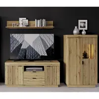 Freiraum Wohnwand >Delamar< (3-teilig) in Evoke Eiche Nachbildung - 226x165x40 (BxHxT)
