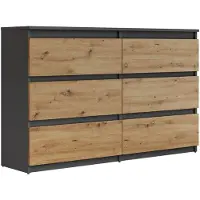 Lookway Moderne Kommode HANA M6, Artisan Eiche / Anthrazit 120cm