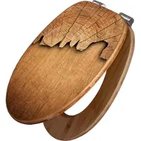 Banjado Design WC Sitz Bambus Absenkautomatik -Baumscheibe - Toilettendeckel mit Absenkautomatik Holz/hochwertiger Bambus Klodeckel/WC-Sitz für alle gängigen Toiletten [TDB2 12148]