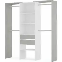Freiraum Kleiderschrank >Tidy< in Artik-Weiß / Beton Grau - 179x202x50 (BxHxT)