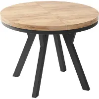 WFL GROUP Designer Runder Ausziehbarer Esstisch - Loft-Stil, Industriell, Platzsparend - Schwarze Beine - 100 bis 150 cm - für 5-8 Personen - Hergestellt in EU - Wotan Eiche - 150 cm