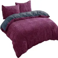 Leonado vicenti Teddyplüsch Bettwäsche Set 200x200 cm Bordeaux Cord Optik mit Reißverschluss Wendeseite