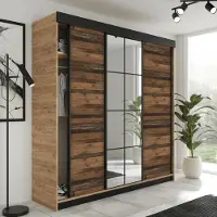 KIER FURNITURE Schiebegarderobe LAMARO mit Spiegel, Schrank Schlafzimmer 250x205x59 cm