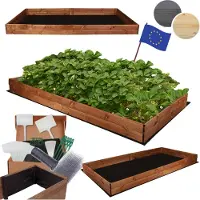 MODO24 Hochbeet Holz, Pflanzkasten, Massivholz, Kiefer, Kräuterbeet, Blumenkasten, Garten, Terrasse, 18x237x117 cm, Braun, ZP06