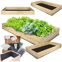 MODO24 Hochbeet Holz, Pflanzkasten, Massivholz, Kiefer, Kräuterbeet, Blumenkasten, Garten, Terrasse, 27x237x100 cm, Natur, ZP06