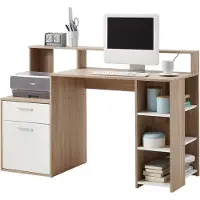 Preisbrecher Schreibtisch Bürotisch Computertisch Arbeitstisch Tisch Büromöbel "Suzanne I" Eiche / Weiß