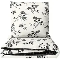 Leonado vicenti Bettwäsche Set Baumwolle 135x200 Renforce Weiß Schwarz Blumen design Wendeseite Kariert Reißverschluss 4 teilig
