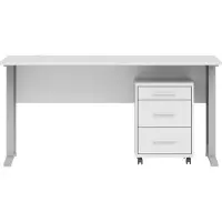 Preisbrecher Schreibtisch >Clermont< (2-teilig) inkl. Rollcontainer, weiss - 150x73x70cm (BxHxT)