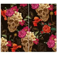 Banjado Herdabdeckplatte Glas 2 Teilig Je 30x52CM Schneidebrett Herdabdeckung Mit Motiv Los Dias De Muertos