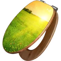 Banjado Design WC Sitz Bambus Absenkautomatik -Guten Morgen 2 - Toilettendeckel mit Absenkautomatik Holz/hochwertiger Bambus Klodeckel/WC-Sitz für alle gängigen Toiletten [TDB2 10305]