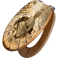 Banjado Design WC Sitz Bambus Absenkautomatik - Sitzender Buddha - Toilettendeckel mit Absenkautomatik Holz/hochwertiger Bambus Klodeckel/WC-Sitz für alle gängigen Toiletten [TDB2 11260]