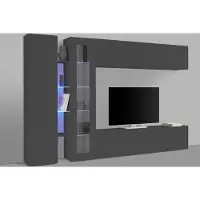 Freiraum Wohnwand >Benevent< (5-teilig) in Anthrazit matt - 280x180x30 (BxHxT)