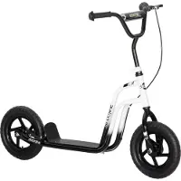Dopwii Kinderroller mit verstellbarem Lenker, große Räder, Parkständer, Handbremse, für Kinder im Alter von 5-12 Jahren, Weiß