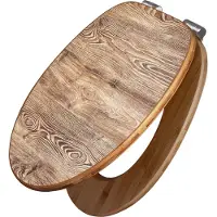 Banjado Design WC Sitz Bambus Absenkautomatik -Maserung - Toilettendeckel mit Absenkautomatik Holz/hochwertiger Bambus Klodeckel/WC-Sitz für alle gängigen Toiletten [TDB2 12192]