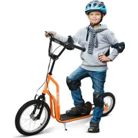 MEIYOU Kinderrollerab5Jahrescootertretrollercityrollerkinderrollerkickboardmitluftreifen16/12Zollorange135X58X88-94Cm