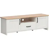 Petits-meubles TV-Möbel Aksel mit 1 Schublade und 2 Türen, Weiß und Holzoptik, 160cm