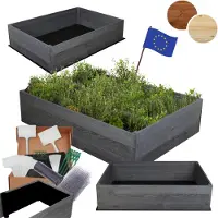 MODO24 Hochbeet Holz, Pflanzkasten, Massivholz, Kiefer, Kräuterbeet, Blumenkasten, Garten, Terrasse, 27x103x90 cm, Grau, ZP06