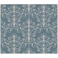 Banjado Herdabdeckplatte Glas 2 Teilig Je 30x52CM Schneidebrett Herdabdeckung Mit Motiv Royal Creme Blau