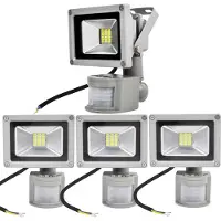 Greenmigo 4pcs 20W LED Strahler Fluter Spot Außenstrahler Flutlich mit Bewegungsmelder,Kaltweiß Wandstrahler Grau Aluminium IP65 Wasserdicht AC 85-265V Tageslichtweiß