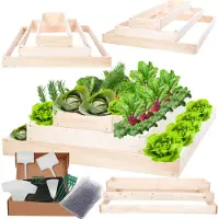 MODO24 Hochbeet Holz, Pflanzkasten, Massivholz, Kiefer, Kräuterbeet, Blumenkasten, Garten, Terrasse, 27x117x100 cm, Natur, ZP09