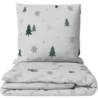 Leonado vicenti Bettwäsche 155x220 cm Fleece Weiß Grau Tanne Schneeflocke Winter warm