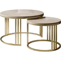Lookway Couchtisch 2in1 LORI Hochglanz Gold gebürstet, glänzender Kaschmir