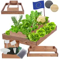 MODO24 Hochbeet Holz, Pflanzkasten, Massivholz, Kiefer, Kräuterbeet, Blumenkasten, Garten, Terrasse, 18x60x80 cm, Braun, ZP09