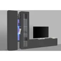 Freiraum Wohnwand >Benevent< (4-teilig) in Anthrazit matt - 280x180x30 (BxHxT)