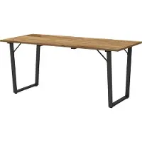 Slyrun Wetterfester Gartentisch aus Holz 175x80 cm mit Schirmloch - Brauner Balkontisch für 6 Personen - Robust & Langlebig