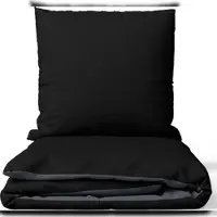 Leonado vicenti Satin Bettwäsche 200x220 cm 100% Baumwolle Schwarz Luxus Set Uni Wendeseite Anthrazit Kissenbezug 80x80 cm Reißverschluss