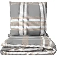 Leonado vicenti Bettwäsche 135x200 cm Fleece Grau Beige Kariert Winter warm