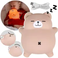Sarcia.eu Mary's atmendes LED-Nachtlicht – Schnarchbär-Lampe aus weichem Silikon, für Kinderzimmer, dimmbares Licht, USB-aufladbar
