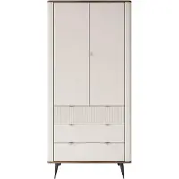 Lookway Zweitüriger Kleiderschrank AUTUMN 2D3S mit Schubladen, Kaschmir / Nussbaum