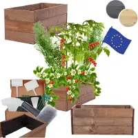 MODO24 Hochbeet Holz, Pflanzkasten, Massivholz, Kiefer, Kräuterbeet, Blumenkasten, Garten, Terrasse, 27x83x30 cm, Braun, ZP06