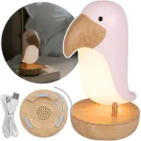 Sarcia.eu Mary's LED-Nachtlicht – Tukan-Lampe in Rosa, Zimmerlampe mit Bluetooth-Lautsprecher, warmweißes Licht, USB