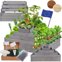 MODO24 Hochbeet Holz, Pflanzkasten, Massivholz, Kiefer, Kräuterbeet, Blumenkasten, Garten, Terrasse, 54x117x90 cm, Grau, ZP09