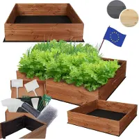MODO24 Hochbeet Holz, Pflanzkasten, Massivholz, Kiefer, Kräuterbeet, Blumenkasten, Garten, Terrasse, 27x120x117 cm, Braun, ZP06