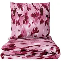 Leonado vicenti Feinbiber Bettwäsche 155x220 cm Kissenbezug 80x80 cm Rosa Lila Blumen Motiv Set mit Reißverschluss