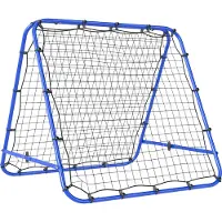 Welikera Doppelseitige Rebounder für Fußball, verstellbar Prellwand mit 5 Winkelpositionen Rückprallwand Netz, 100 x 68-95cm Kickback Tor für Jugendliche, Rückprallwand für Handball Training, Blau