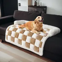 Topchances Haustier-Couchbezüge für Sofa, rutschfest Hundebett, Flanell-Hundebett waschbar Hundesofa Hundematte Möbelschutz,Hellbraun,90x90cm