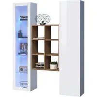 Freiraum Wohnwand >Benevent< (3-teilig) in Weiß Hochglanz - 140x180x30 (BxHxT)