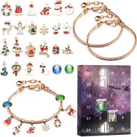 Topchances Schmuck Adventskalender 2022, Weihnachts Adventskalender für kinder, 24 Stück DIY Armband Halskette-Set,Gold