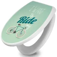 Banjado Toilettendeckel Mit Absenkautomatik WC-Sitz Soft Close Weiß Hygienischer Duroplast Leichte Montage Mit Motiv I Want To Ride My Bike