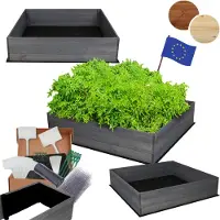 MODO24 Hochbeet Holz, Pflanzkasten, Massivholz, Kiefer, Kräuterbeet, Blumenkasten, Garten, Terrasse, 27x120x117 cm, Grau, ZP06