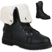 Van Hill Damen Worker Boots Aria Winter Stiefeletten gefüttert mit Schnallen